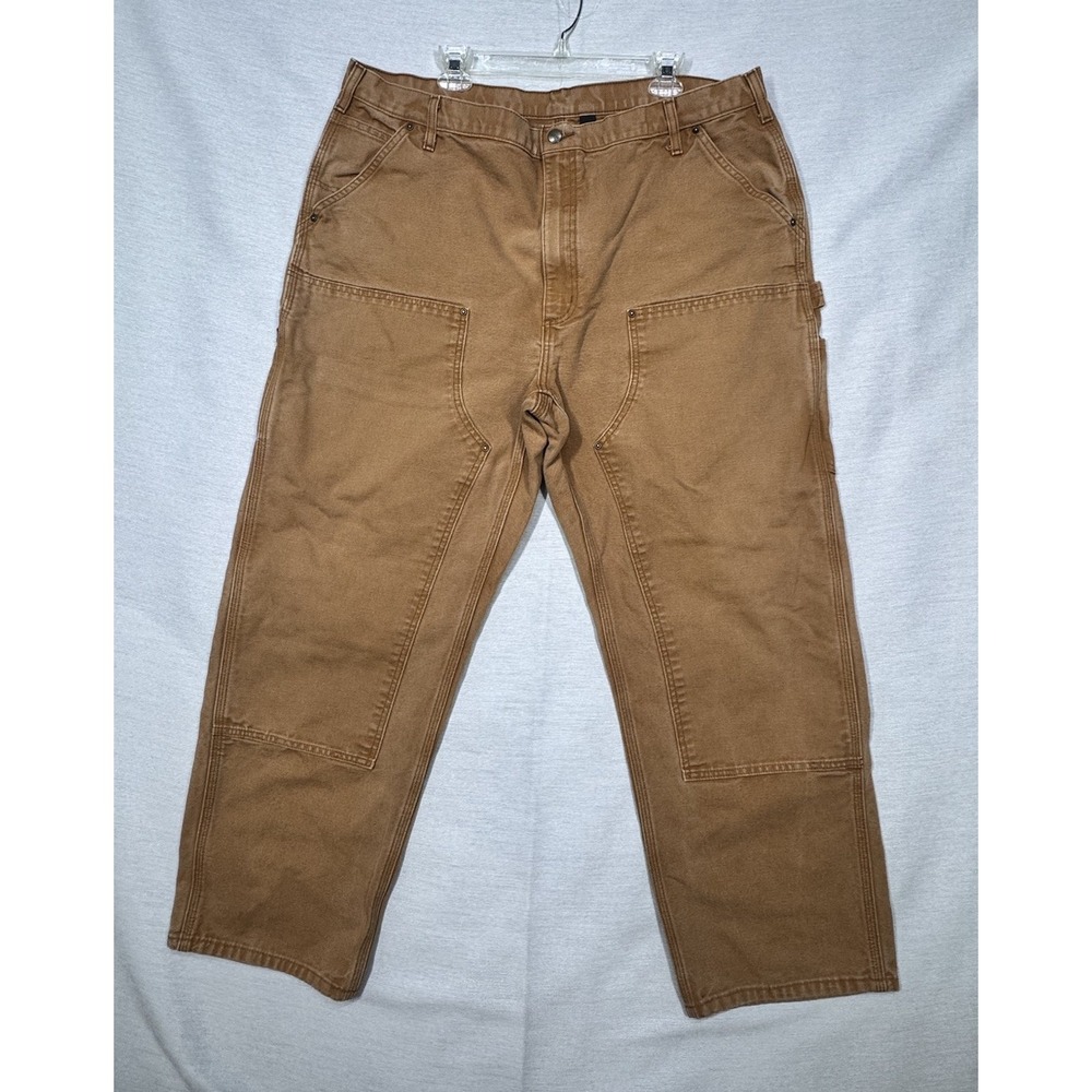 Carhartt Double Knee Pants Mens 42x32 Brown Canvas Relaxed Fit Workwear Jeans
